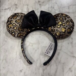 Disney Minnie  Gold and Black Sequin CHEETAH Ears Headband